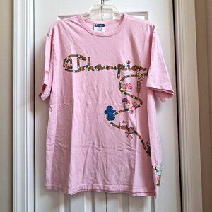 CHAMPION Pink Candyland Short Sleeve Tee T-Shirt sz L